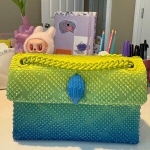 Kurt Geiger Crystal-covered Blue and Yellow Cross Body Bag